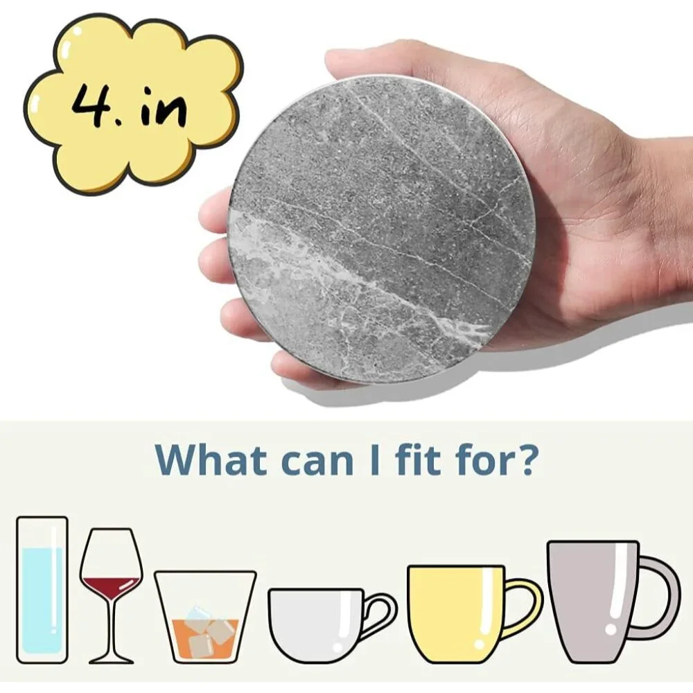Coasters for Drinks Absorbent, Living Room Decor, Ceramic Coasters Set of 6 with